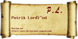Petrik Loránd névjegykártya