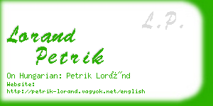 lorand petrik business card